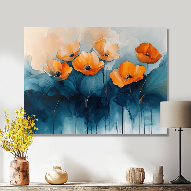 Aquarelle de fleurs de renoncule, rivière I - Renoncule, art mural, H 30 po x l 40 po, Toile tendue, Ne s’applique pas
