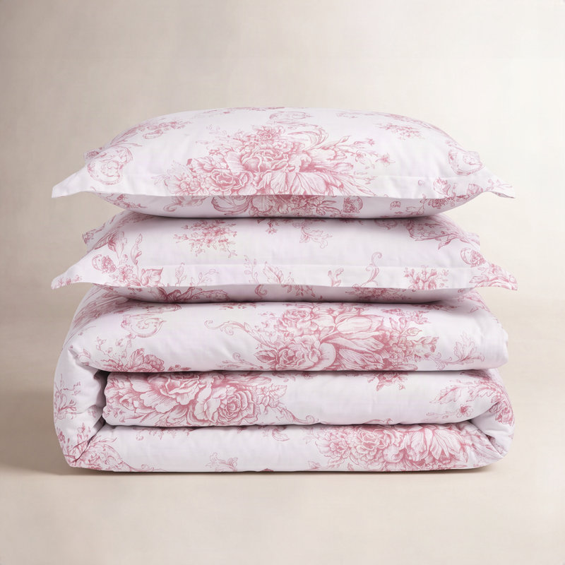 Ayami Satin Toile Duvet Cover, Mauve, King Duvet Set + 1 Sham