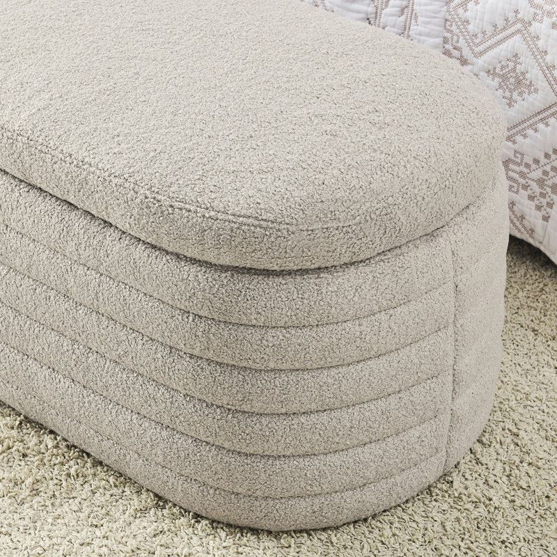 Pushti Upholstered Ottoman, Grey Fabric