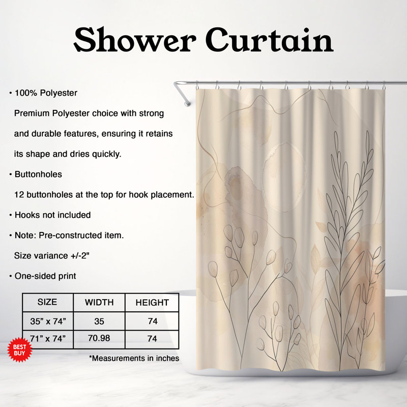 Rideau de douche Boho, H 74 po x l 71 po