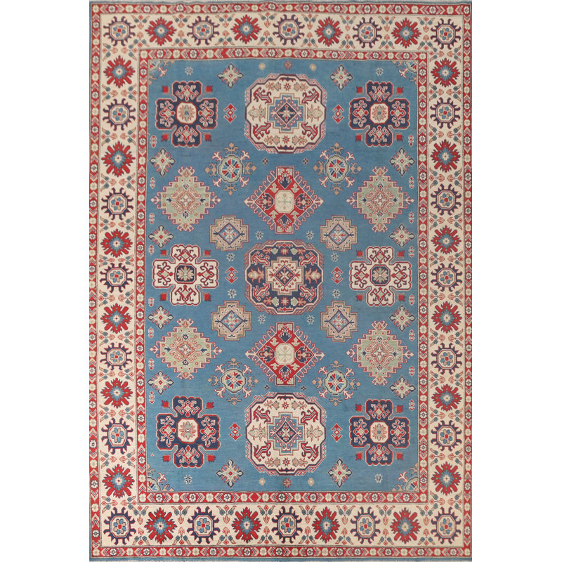 Light Blue Kazak Oriental Area Rug