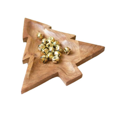  Wooden Serving Platter Christmas Tree Design Decorative Tray for Tabletop Decor Natural Matte Finish