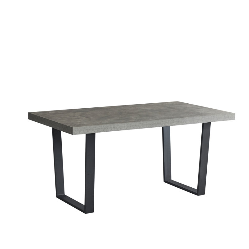 Aarvi 120 cm x 40 cm Concrete Bench with Black Metal Legs, Grey, 5 Pieces: Table, 2 Benches, 2 Chairs