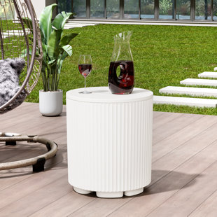 Table d'appoint 16,65 po GlassSafe de Glassfl Longueur - 2 en 1, seau à glace portatif, table d'appoint pour l'extérieur, table de patio, table d'appoint pour glacier pour fêtes