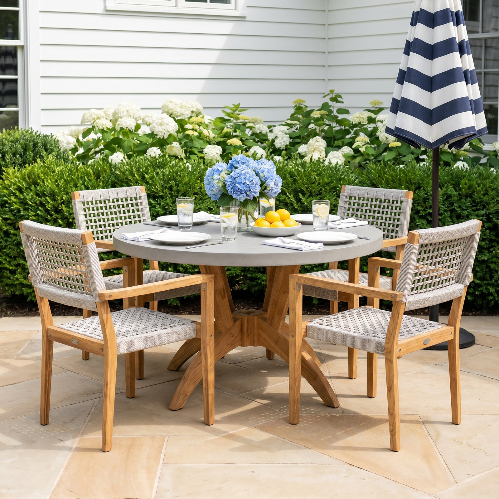 Justin 52" Teak Patio Dining Set