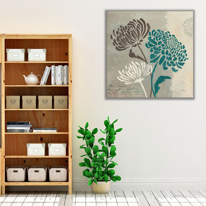 «Chrysanthemums II», reproduction d'art sur toile, H 12 po x l 12 po