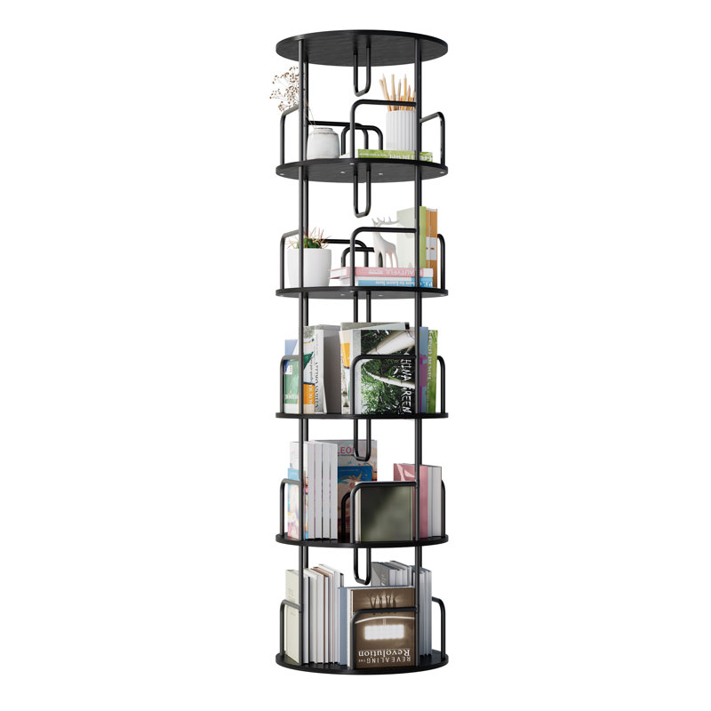 Rotating Bookshelf Tower 5 Tier, Spinning Bookcase, Revolving 360 Book Shelf Narrow Tall Bookcase, Vertical Turning Round Storage Bookshelf, Book Shelf Organizer For Bedroom, Living Room, Black