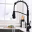 Robinet de cuisine noir avec douchette rétractable - Laiton pour eau chaude et froide