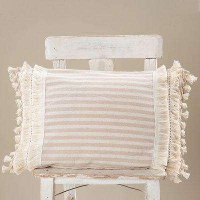 Arrowwood Striped White Rectangular Cushion Cover