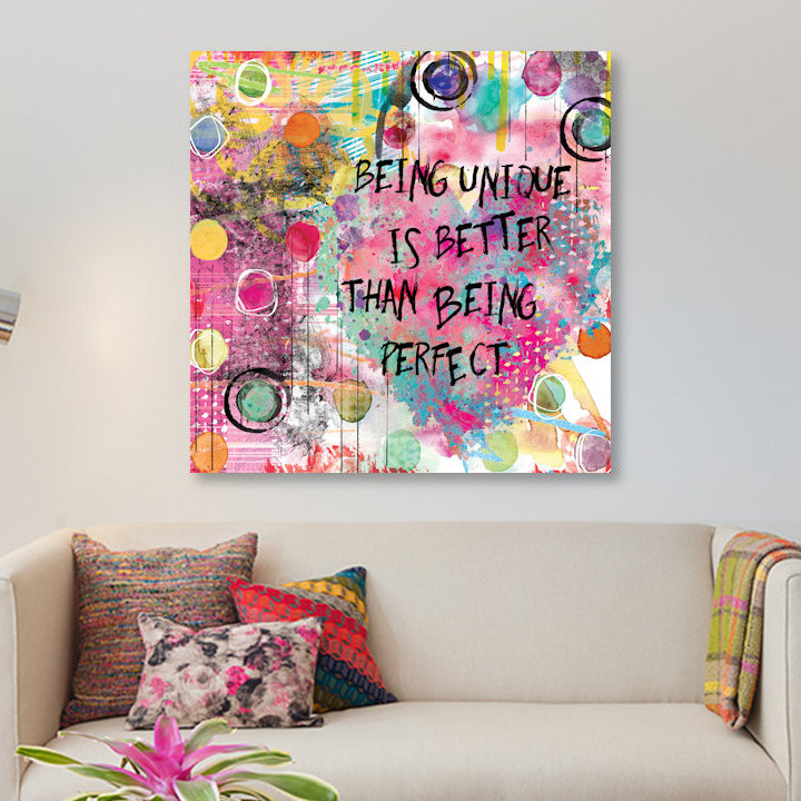 « is unique », peinture sur toile, H 12 po x l 12 po x P 1,5 po, Pas de tapis, Toile tendue