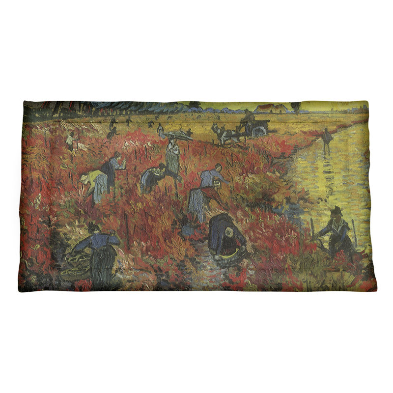 Coussin décoratif Vincent Van Gogh le vignoble rouge, Grand, Microfibre, Jaune