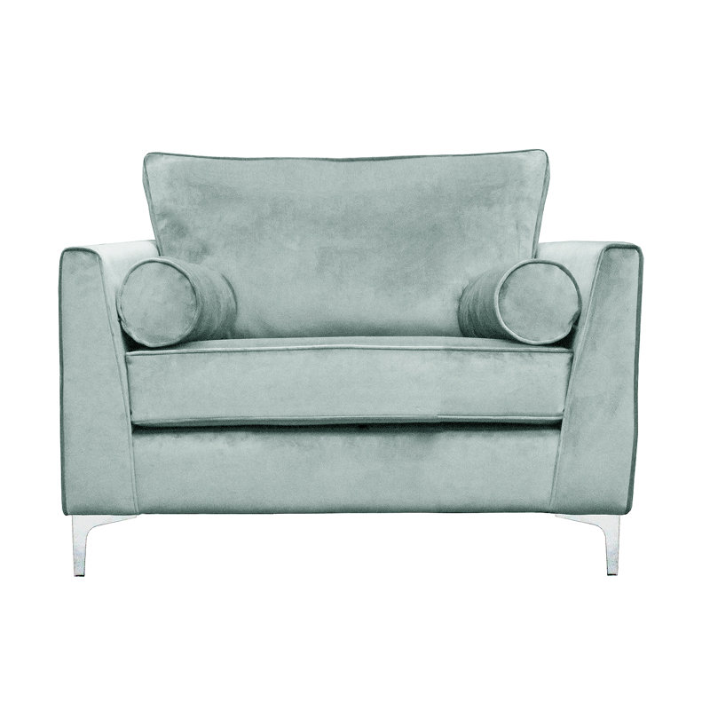 Giancarlo 2 Seater Velvet Loveseat, Light Blue