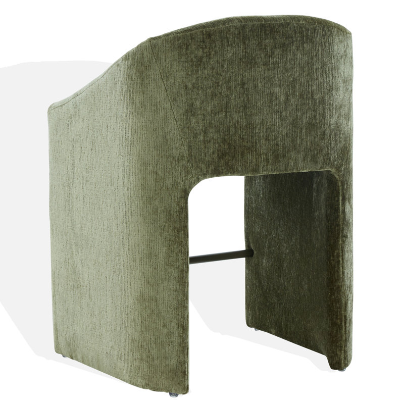 Kagan Chenille Counter Stool, Counter Stool (26.8" Seat Height), Olive Green