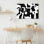 Ensemble de 1 tableau sur toile à motif géométrique abstrait noir et blanc-971537845