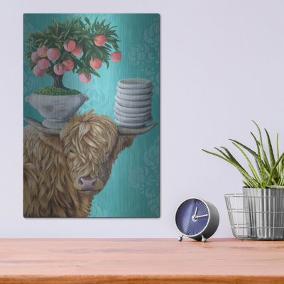  'Highland Bull' by Heather Gauthier Art Metal Wall Art, 12" x 16"
