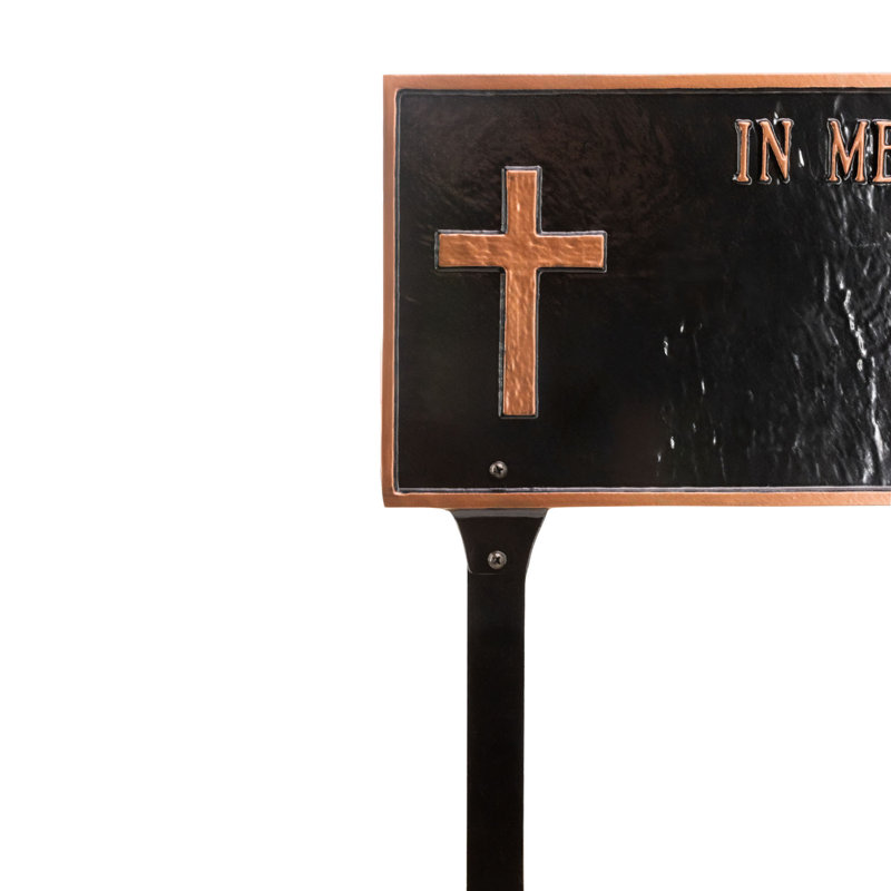 Plaque d'adresse commémorative Rugged Cross, Oui, Bronze vieilli / Or