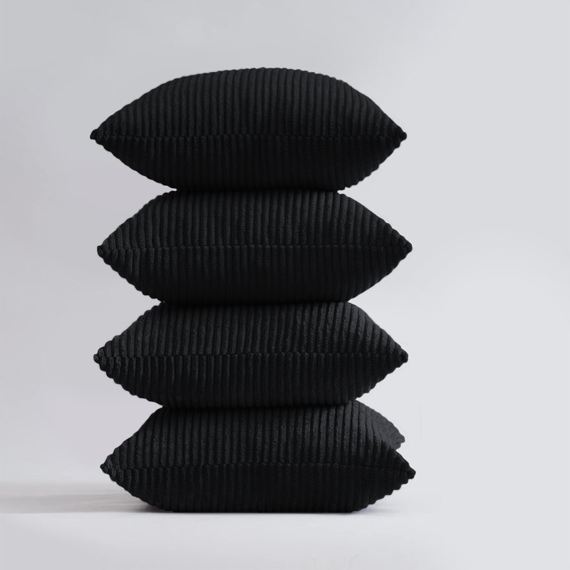 Striped Square Euro Pillow Cover, Black