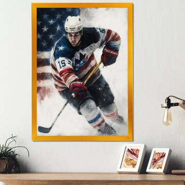 Hockey Player Sketch in Winter Sport - Global Printed Throw Pillow East Urban Home Size: 18 x 18