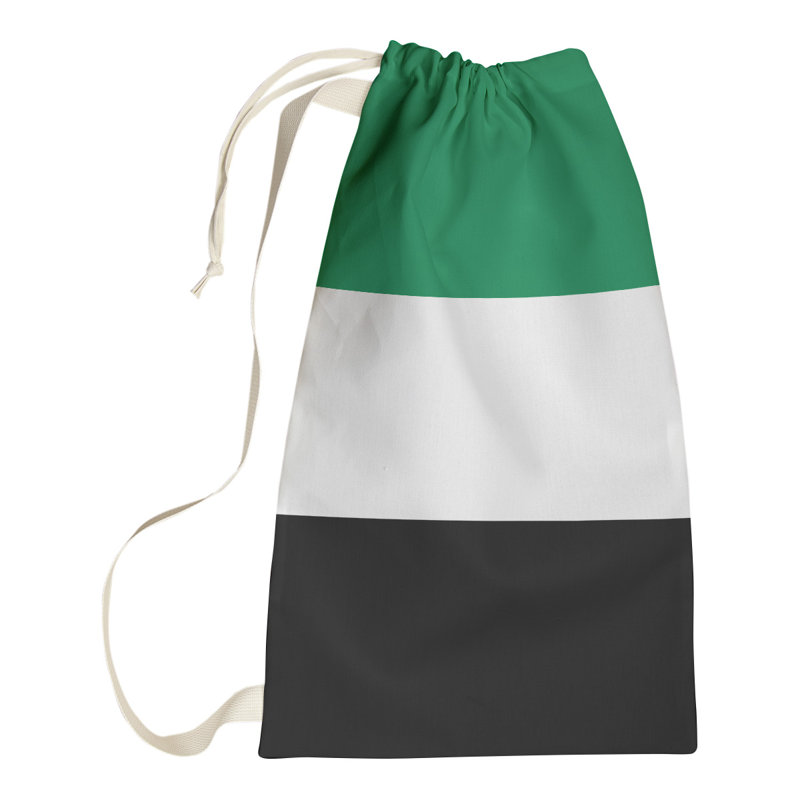 Boston Fabric Laundry Bag with Handles, Small ( 29" x 18" x 1.5"), Green/White/Black