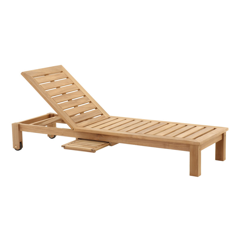 Nordic Teak - Chaise longue d'extérieur en teck naturel Aguilar-Ninapaytan avec table d'appoint 78,74 po