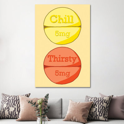 Chill Thirsty Pill Yellow - Wrapped Canvas Print