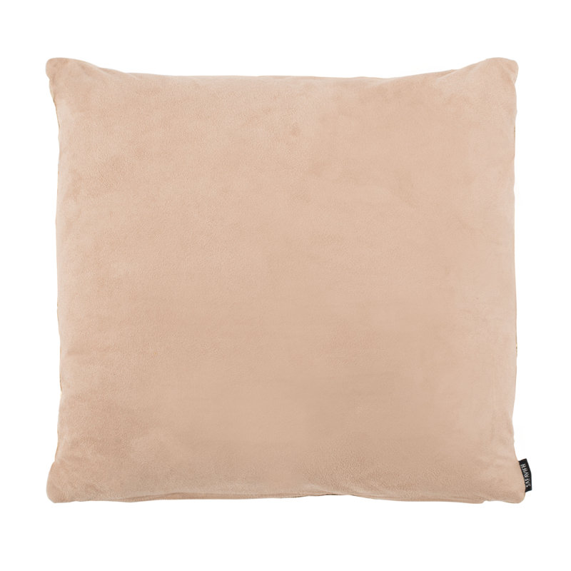 Beige and Gold Cowhide Square Throw Pillow