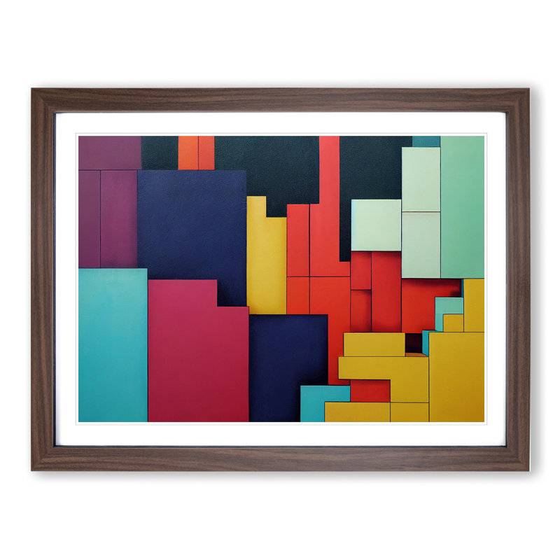 Abstract Block Colour Vol.4 - Framed Print, 34cm H x 46cm W x 2cm D, Walnut