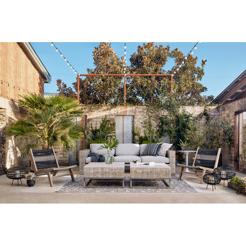 Tsubaki 96" Wide Patio Sofa, Washed Brown, Charcoal Polypropylene/Olefin