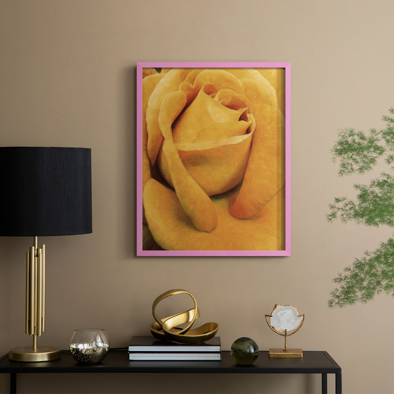 «Soft Flower Petals IV», reproduction encadrée - bois massif, H 21 po x l 17 po, Rose