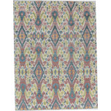 Wool Damask Area Rug in Black/Rust
