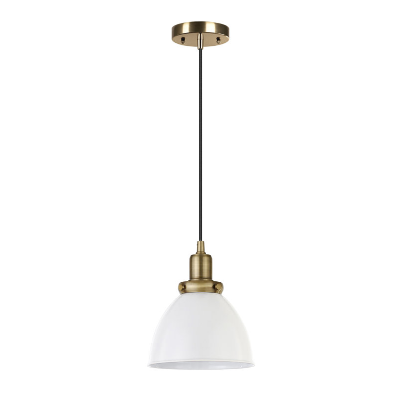 Luminaire suspendu en forme de dôme à 1 lumière Madison, Blanc/laiton
