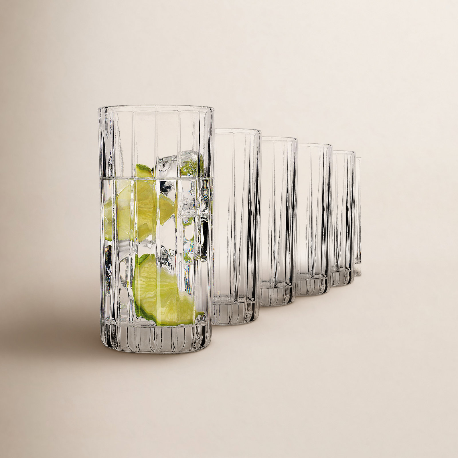 Parallels Ribbed Crystal Highball Glass