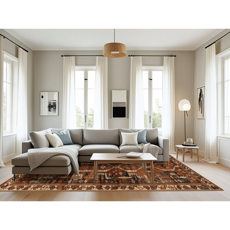Tapis brun turc lavable à la machine, Rectangle 6 pi x 9 pi
