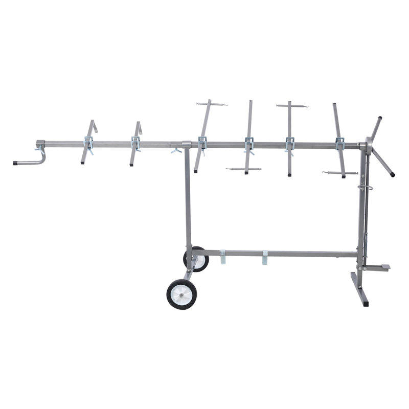 36 in. Steel Auto Paint Stand with Adjustable Hood Hanger and Spray Rack, Silver