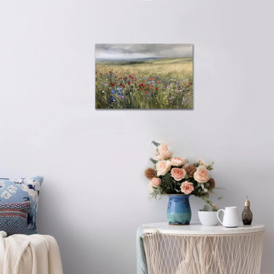 Art mural sur toile Wildflower pour le salon, impressions de peinture de paysage floral de ferme, image de décoration murale fleur botanique colorée, affiche pastel moderne 12 po x 16 po à 36 po x 48 po, 12 po x 16 po
