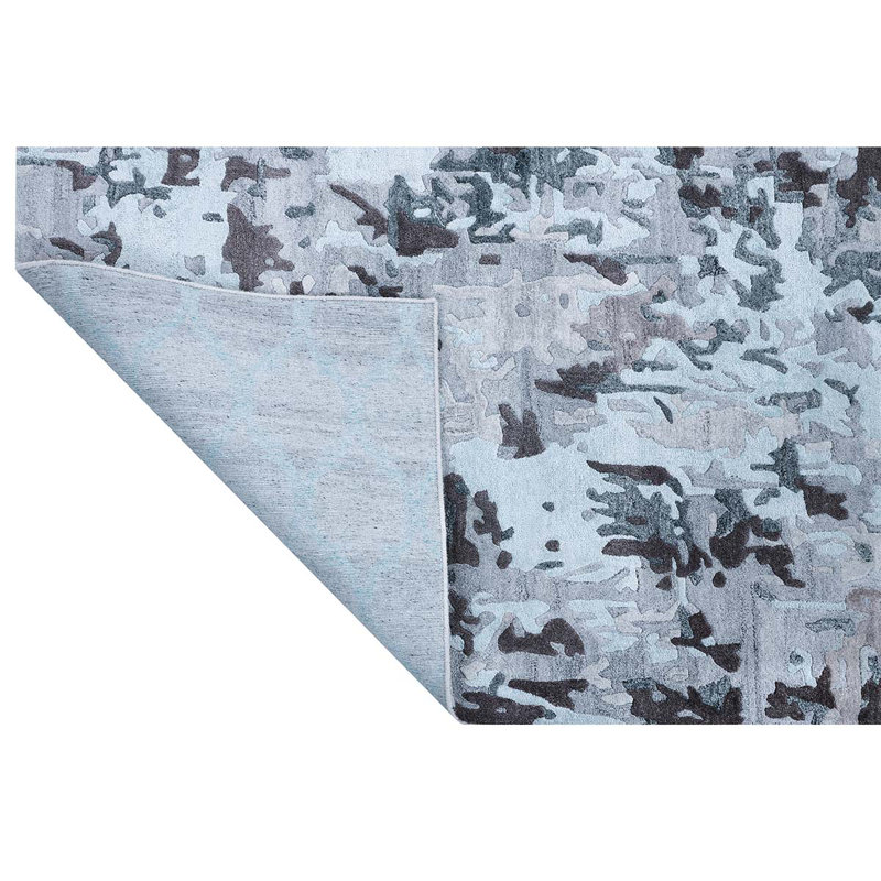 Camouflage Area Rug in Dark Gray/Light Blue, Rectangle 6' x 9'