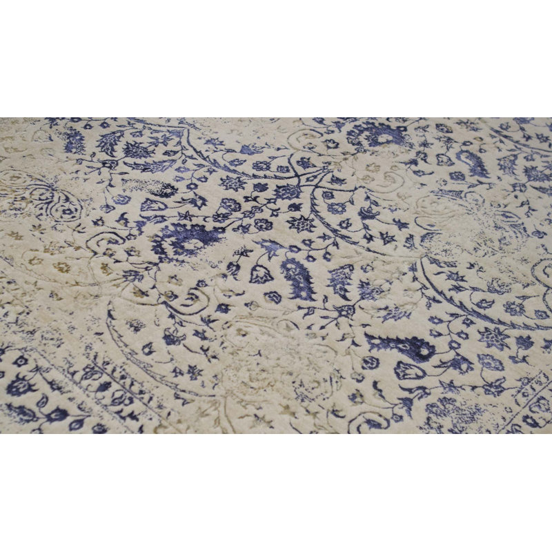 Tapis bleu de haute qualité noué à la main