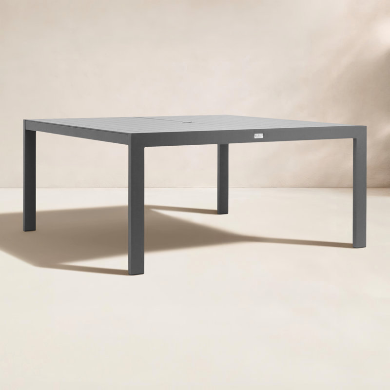 Classic Aluminum 8-Seater Square Dining Table, 29.5"H x 63"D x 63"W, Slate