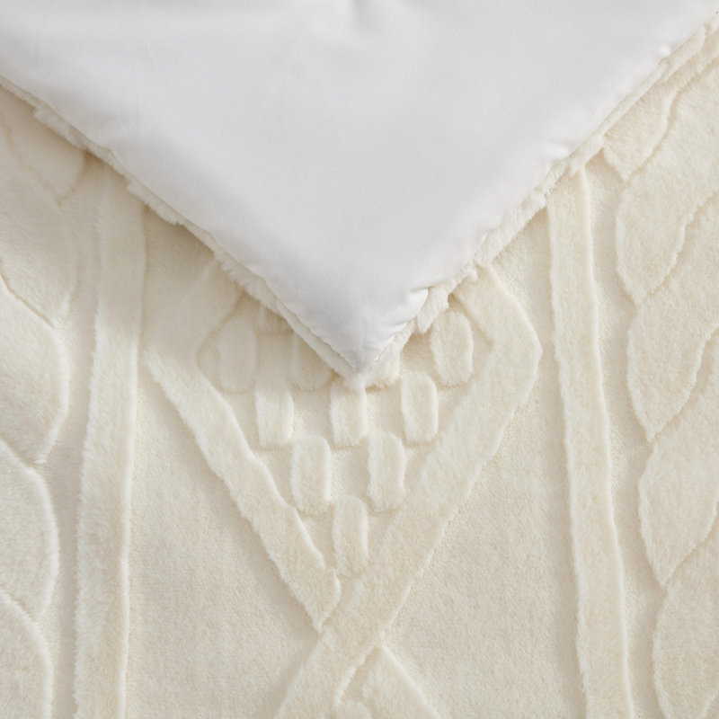 Nautica Willow Cable Knit Beige Reversible Comforter Set, Twin