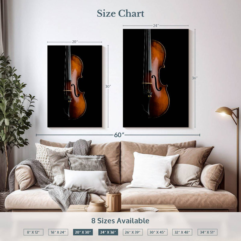 Abarca, violon brillant sur fond noir, H 36 po x l 24 po