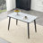 Modern Minimalist Rectangular Dining Table, Suitable For 4-6 People. Tempered Glass Countertop+Lower MDF Board, Imitation Marble Texture, Black Metal Tapered Legs. Suitable For Minimalist Restaurants.-768176033