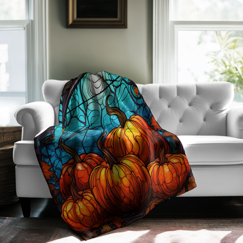 Verre Glass Harvest Pumpkins - 1 pièce Sherpa Premium, Grand lit