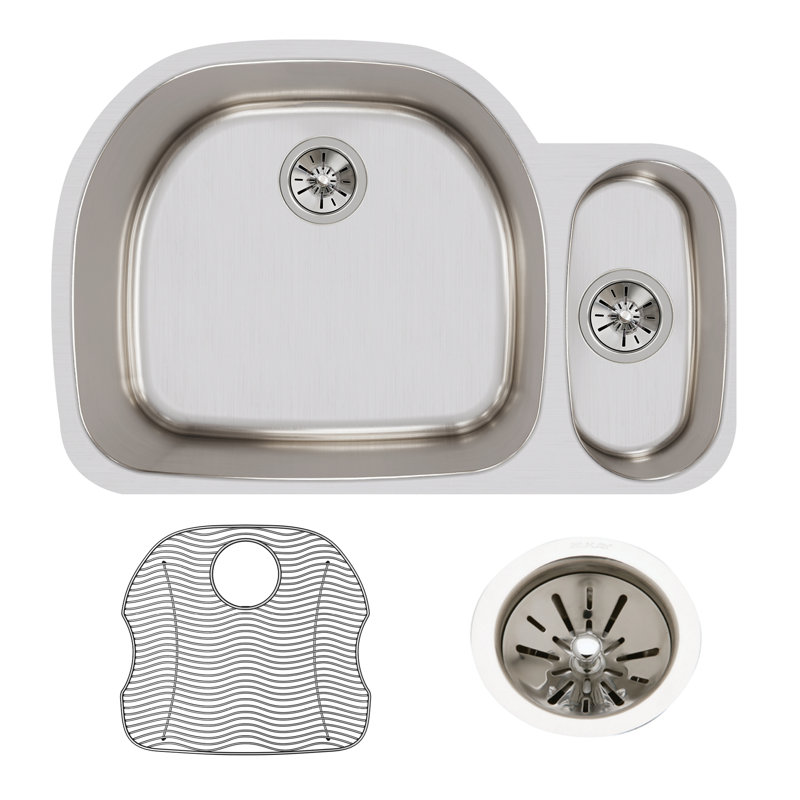 Lustertone 31.5" L x 21.125" W Double Basin Undermount Kitchen Sink Kit