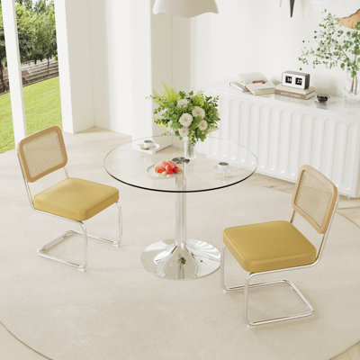 3-Piece Round Glass Dining Table Set