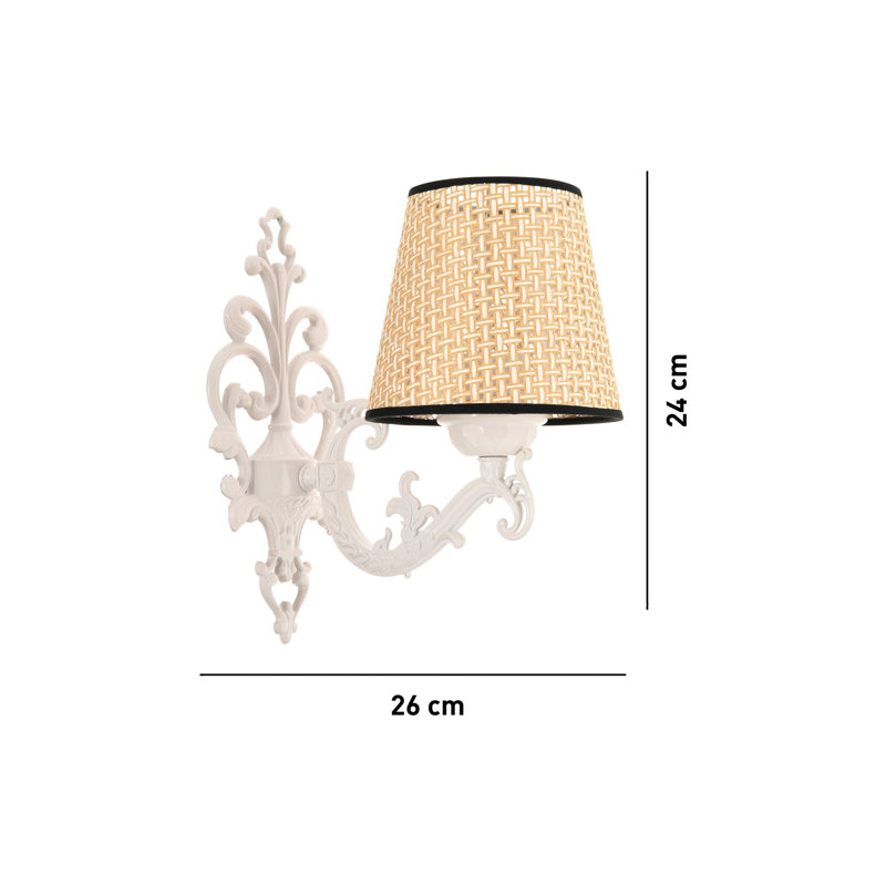 Elegant Wall Lamp with Metal Body, Natural & White Finish | Dimensions: 9.8 x 5.9 x 10.6 Inches | E27 Socket, Max 40W (Bulb Not Included) | IP20 Rated | Perfect for Living Room, Bedroom, & Hallway Decor