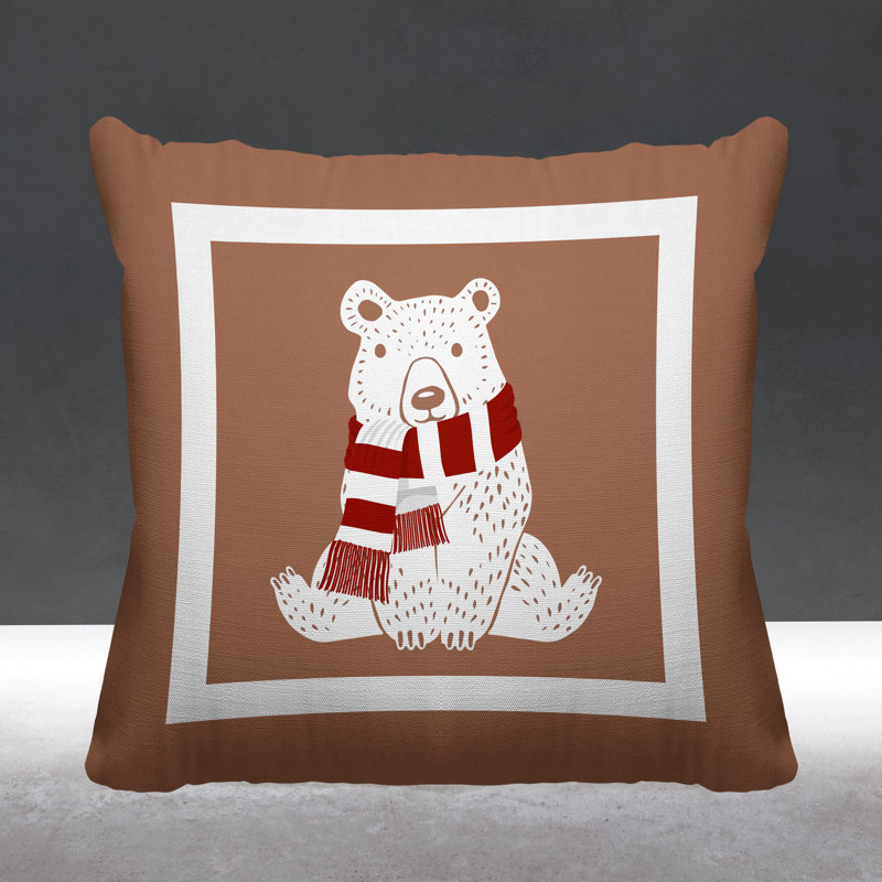 Coussin intérieur / extérieur Folk Christmas Bear, L 15 po x H 15 po, Chair