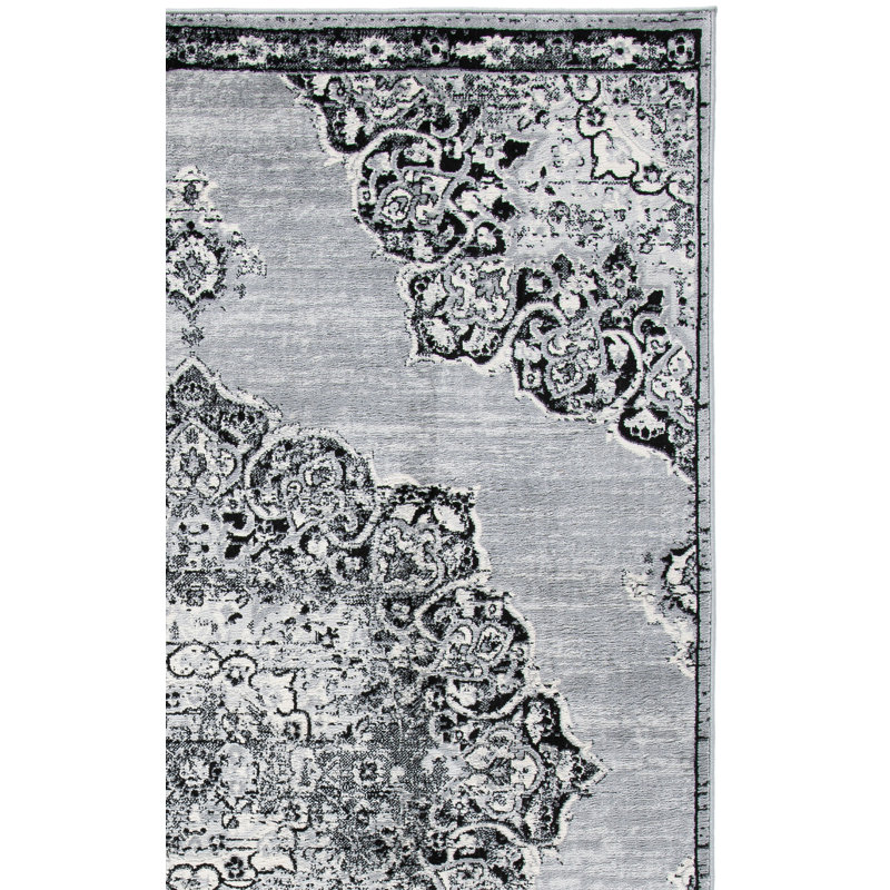 Tapis oriental gris / noir Sandstrom, Rectangle 6 pi x 9 pi