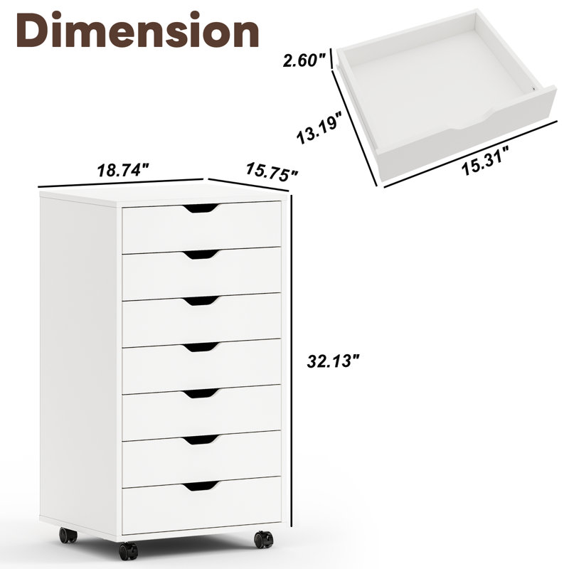 Broc 7 Drawer Storage Drawer, White