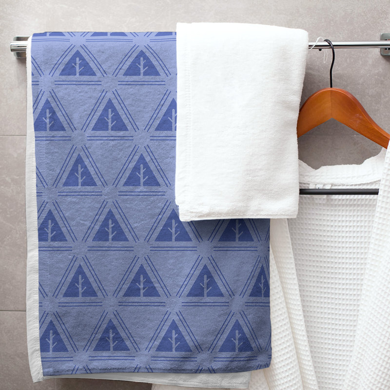 Serviette de bain d’arbre minimaliste classique Barbra, Bleu marine / bleu