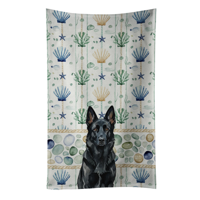 Torchon noir en verre de mer berger allemand, Black German Shepherd
